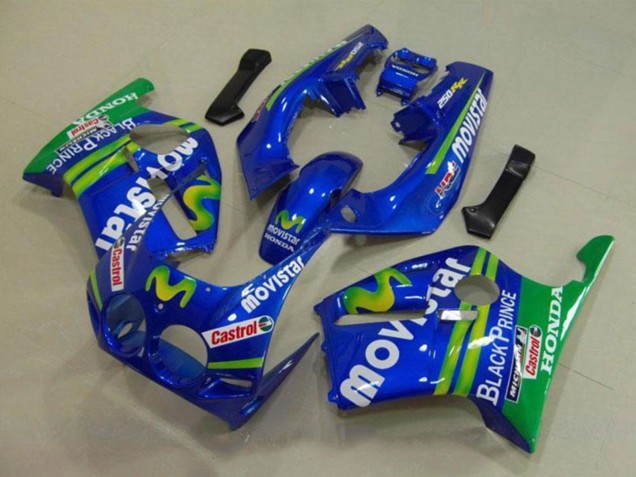 1988-1989 Honda CBR250RR MC19 Motorcycle Fairings - Blue Green White MoviStar Red Castrol Canada