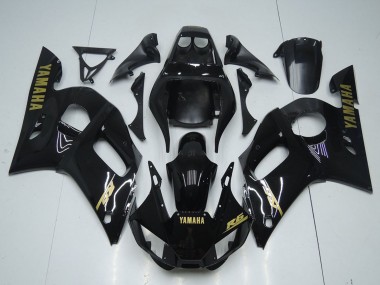 Wholesale 1998-2002 Yamaha YZF R6 Motorcycle Fairings - Glossy Black Gold Decals Canada