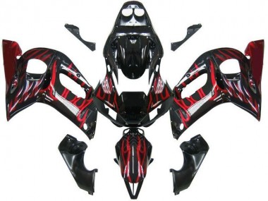 Wholesale 1998-2002 Yamaha YZF 600 R6 Motorcycle Fairings - Glossy Black Red Flame Canada