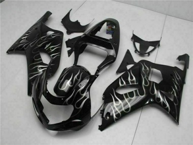 Wholesale 2001-2003 Suzuki GSXR 600/750 Motorcycle Fairings - Glossy Black Silver Flame Canada