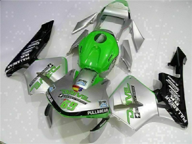 2003-2004 Honda CBR600RR Motorcycle Fairing - Silver Green Glossy Black Canada