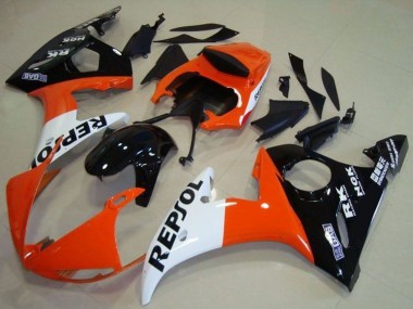 Wholesale 2003-2004 Yamaha YZF R6 Motorcycle Fairing - Orange White Glossy Black Repsol Canada