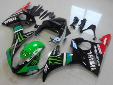 Wholesale 2003-2004 Yamaha YZF R6 Motorcycle Fairings - Glossy Black Red Green Monster Motul Canada