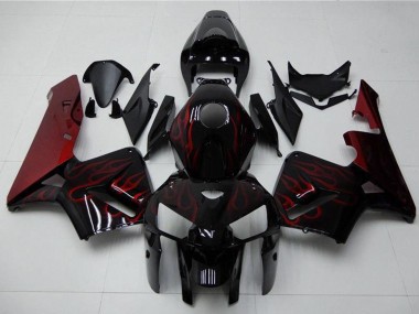 Wholesale 2005-2006 Honda CBR600RR Motorcycle Fairing Kits - Glossy Black Red Flame Canada