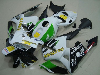 Wholesale 2005-2006 Honda CBR600RR Motorcycle Fairings - White Green Yellow Glossy Black Hannspree Canada