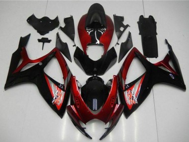 Wholesale 2006-2007 Suzuki GSXR 600/750 Motorcycle Fairing - Red Glossy Black Canada