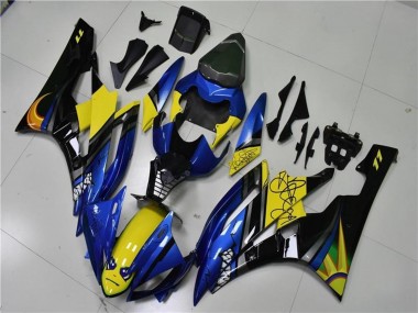 Wholesale 2006-2007 Yamaha YZF R6 Motorcycle Fairings - Blue Yellow Glossy Black Shark Canada