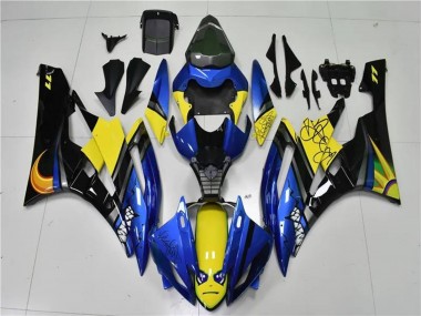 Wholesale 2006-2007 Yamaha YZF R6 Motorcycle Fairings - Blue Yellow Glossy Black Shark Canada