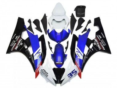 Wholesale 2006-2007 Yamaha YZF R6 Motorcycle Fairings - White Blue Glossy Black Yamalube Becker Carbon Canada