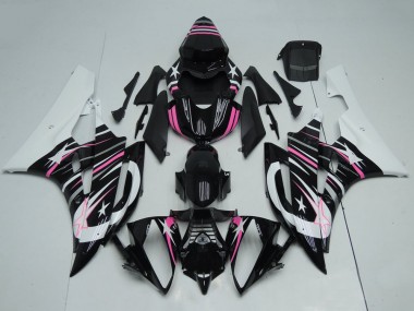 Wholesale 2006-2007 Yamaha YZF R6 Motorcycle Fairings - White Glossy Black Pink Star Flame Canada