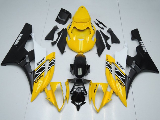 2006-2007 Yamaha YZF R6 Motorcycle Fairings - Yellow White Black OEM Style Canada