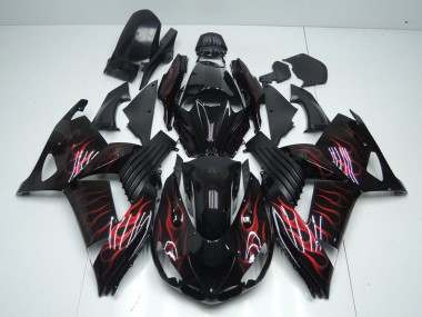 Wholesale 2006-2011 Kawasaki ZX14R ZZR1400 Motorcycle Fairings - Glossy Black Red Flame Canada