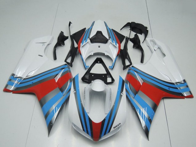 2007-2014 Ducati 848 1098 1198 Motorcycle Fairings - White Blue Red Canada
