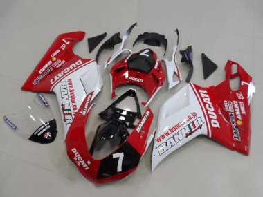 Wholesale 2007-2014 Ducati 848 1098 1198 Motorcycle Fairings - White Red Glossy Black Banner 7 Canada