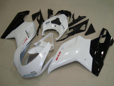 Wholesale 2007-2014 Ducati 848 Motorcycle Fairings - White Glossy Black Canada