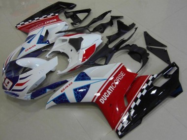 Wholesale 2007-2014 Ducati 848 Motorcycle Fairing - White Red Blue Glossy Black Corse 69 Canada
