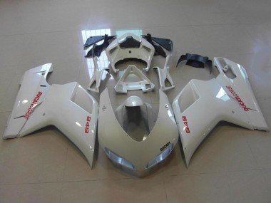 Wholesale 2007-2014 Ducati 848 Motorcycle Fairings - Glossy White Red Decals Canada