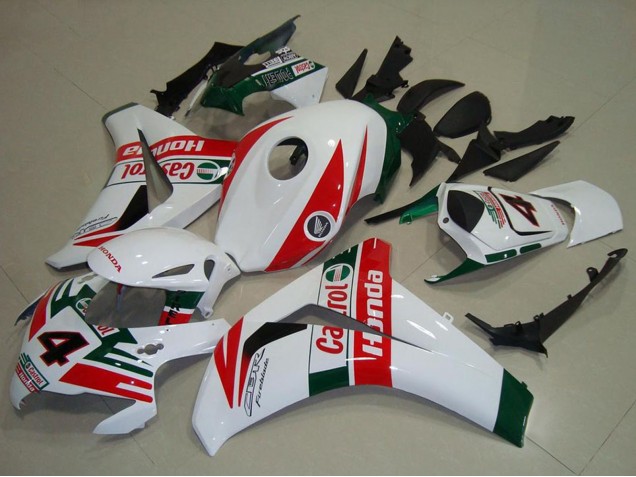 2008-2011 Honda CBR1000RR Motorcycle Fairings - White Red Dark Green Castrol Canada