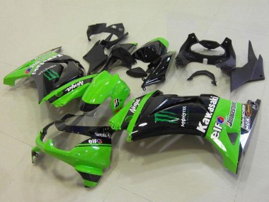 Wholesale 2008-2012 Kawasaki ZX250R Motorcycle Fairings - Green Glossy Black Elf Monster Bridgestone Canada