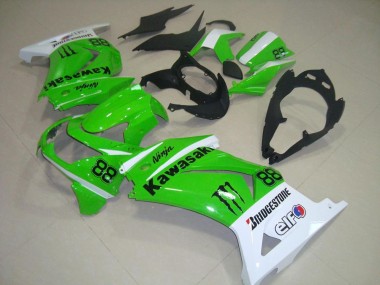 Wholesale 2008-2012 Kawasaki ZX250R Motorcycle Fairings - White Green Black Monster 88 Canada