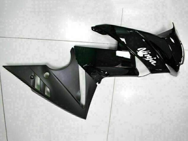 2009-2011 Kawasaki EX650 Motorcycle Fairings - Glossy Black White Decal Canada
