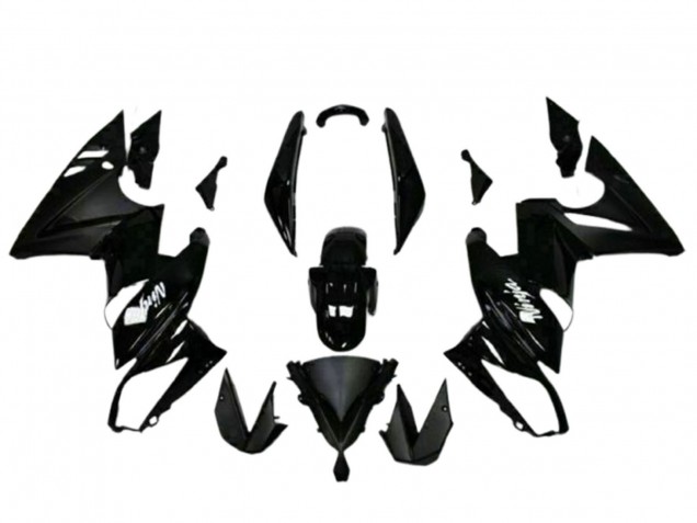 2009-2011 Kawasaki EX650 Motorcycle Fairings - Glossy Black White Decal Canada