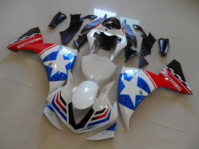 2012-2014 Yamaha YZF R1 Motorcycle Fairings - White Blue Red Black Star Canada