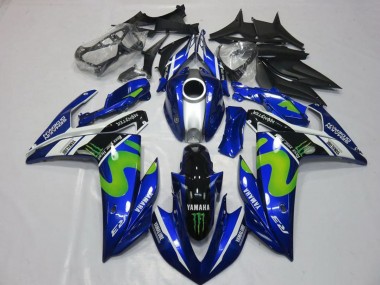 Wholesale 2015-2018 Yamaha YZF R3 Motorcycle Fairings - Blue White Black Green MoviStar Monster Canada