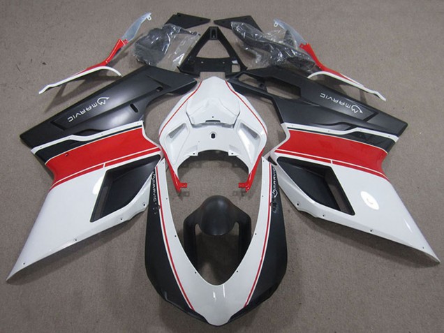 2007-2014 Ducati 848 1098 1198 Motorcycle Fairings - White Red Matte Black Marvic Canada