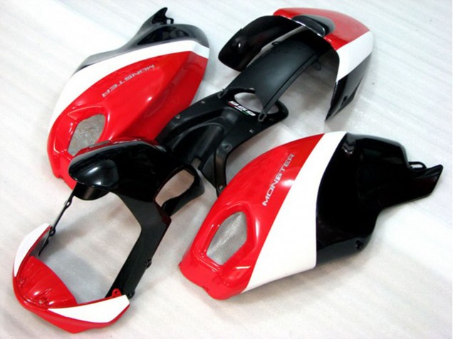 2008-2012 Ducati Monster 696 Motorcycle Fairing - White Red Glossy Black Canada