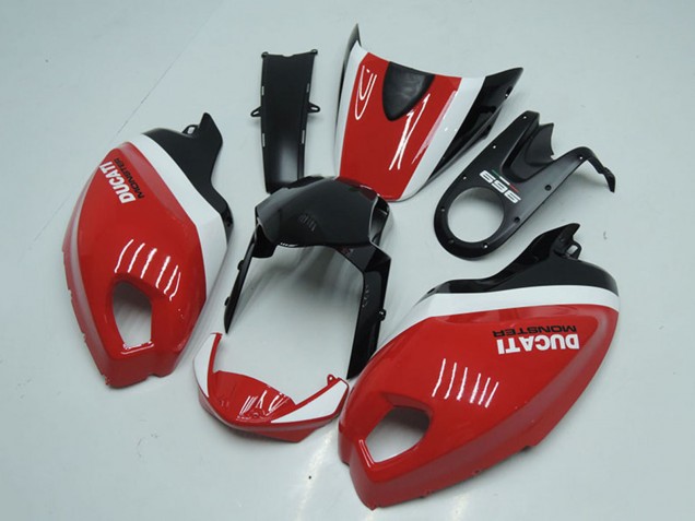 2008-2012 Ducati Monster 696 Motorcycle Fairings - White Red Glossy Black Canada