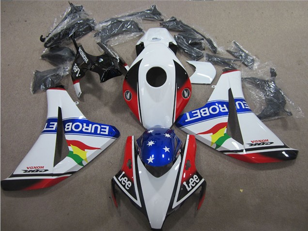 2008-2011 Honda CBR1000RR Motorcycle Fairings - White Red Blue Star Carrera EuroBet Lee Canada