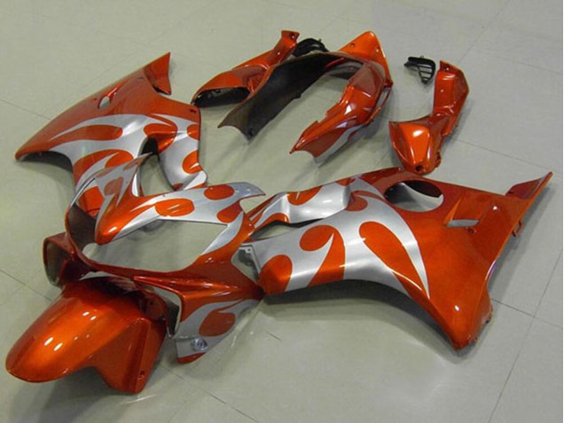 2004-2007 Honda CBR600 F4i Motorcycle Fairings - Silver Orange Flame Canada