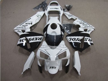 Wholesale 2003-2004 Honda CBR600RR Motorcycle Fairings - White Glossy Black Repsol Canada