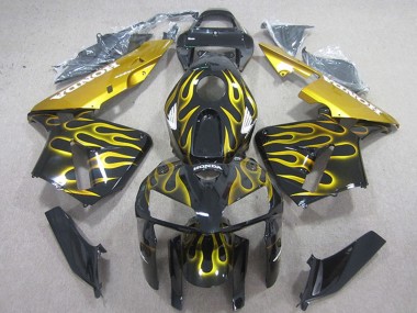 Wholesale 2005-2006 Honda CBR600RR Motorcycle Fairings - Glossy Black Yellow Flame Canada