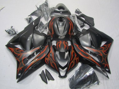 Wholesale 2009-2012 Honda CBR600RR Motorcycle Fairings - Matte Black Orange Flame Canada
