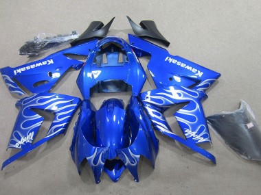 Wholesale 2004-2005 Kawasaki ZX10R Motorcycle Fairing - Blue White Flame Canada
