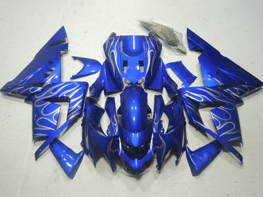 Wholesale 2004-2005 Kawasaki ZX10R Motorcycle Fairings - Blue White Flame Canada