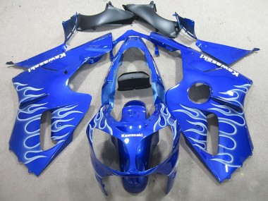 Wholesale 2002-2006 Kawasaki ZX12R Motorcycle Fairings - Blue White Flame Canada