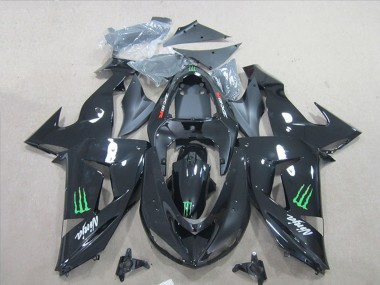 Wholesale 2007-2008 Kawasaki ZX6R Motorcycle Fairings - Black Ninja Green Monster Canada