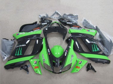 Wholesale 2007-2008 Kawasaki ZX6R Motorcycle Fairings - Green Black 3M Monster Canada