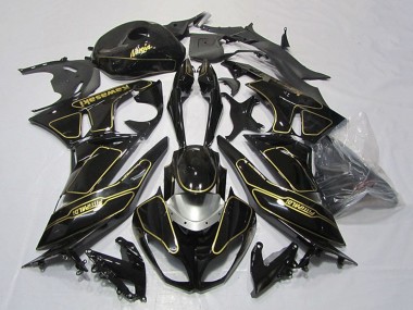 Wholesale 2009-2012 Kawasaki ZX6R Motorcycle Fairings - Glossy Black Silver Gold Canada