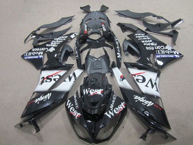 Wholesale 2009-2012 Kawasaki ZX6R Motorcycle Fairings - Glossy Black White West Canada