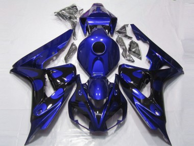 Wholesale 2006-2007 Honda CBR1000RR Motorcycle Fairings - Blue Glossy Black Flame Canada
