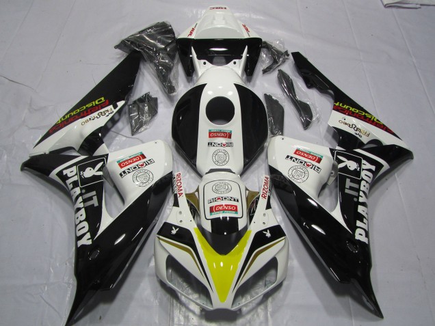 2006-2007 Honda CBR1000RR Motorcycle Fairings - White Yellow Red Glossy Black Denso PlayBoy Canada