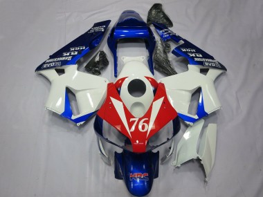 Wholesale 2003-2004 Honda CBR600RR Motorcycle Fairings - White Red Blue HRC 76 Canada