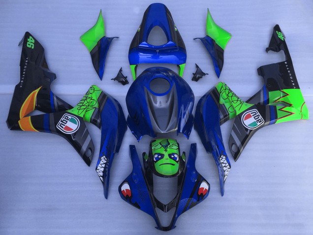 2007-2008 Honda CBR600RR Motorcycle Fairings - Blue Green Glossy Black Shark Canada
