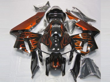 Wholesale 2005-2006 Honda CBR600RR Motorcycle Fairings - Glossy Black Orange Flame Canada