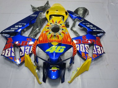 Wholesale 2005-2006 Honda CBR600RR Motorcycle Fairings - Yellow Blue Rossi 46 Canada