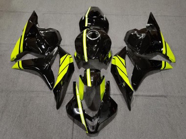 Wholesale 2009-2012 Honda CBR600RR Motorcycle Fairings - Glossy Black High Viz Yellow Stripe Canada